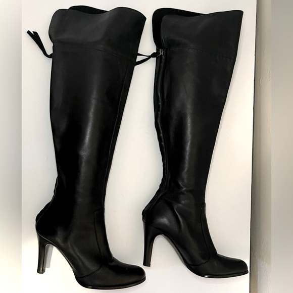 Lauren Ralph Lauren Black Beatrice Leather Over the Knee Boots - Picture 1 of 17